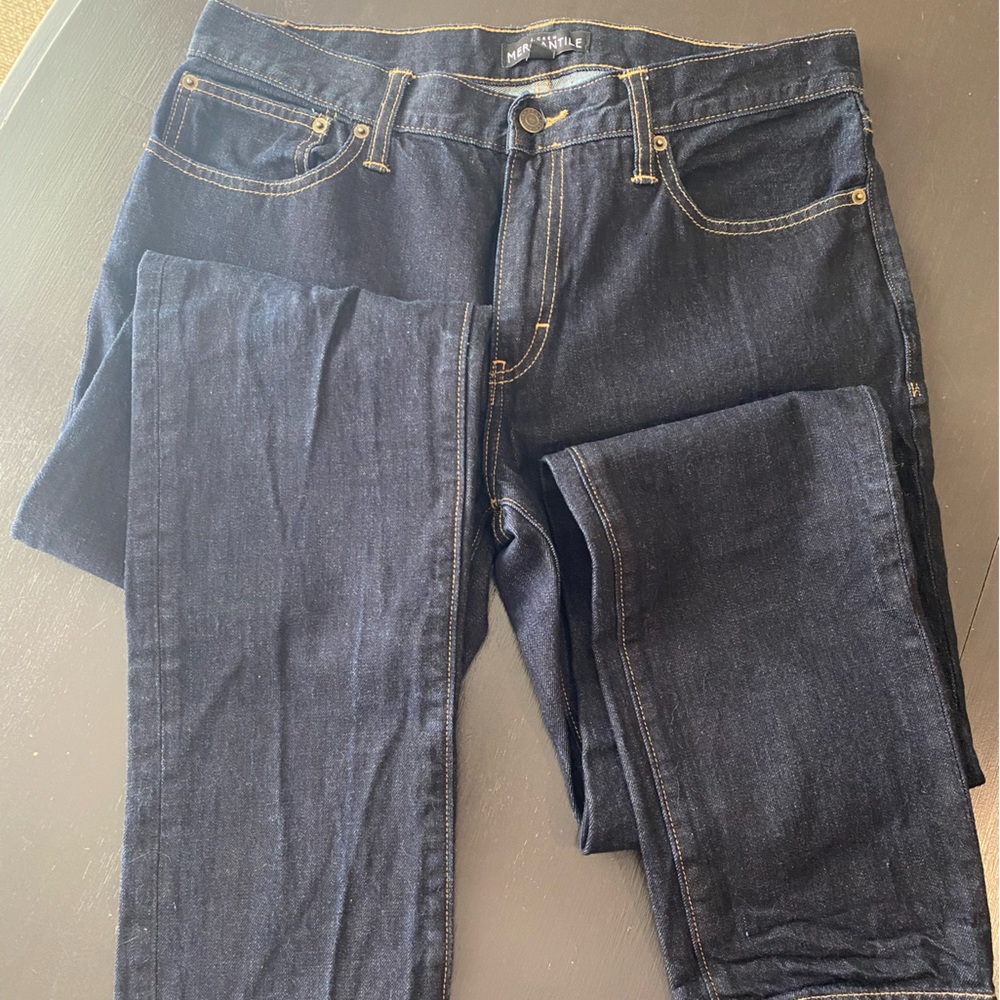 Jcrew mercantile men’s 32W/34L dark wash slim jeans. Never worn. - Picture 2 of 4